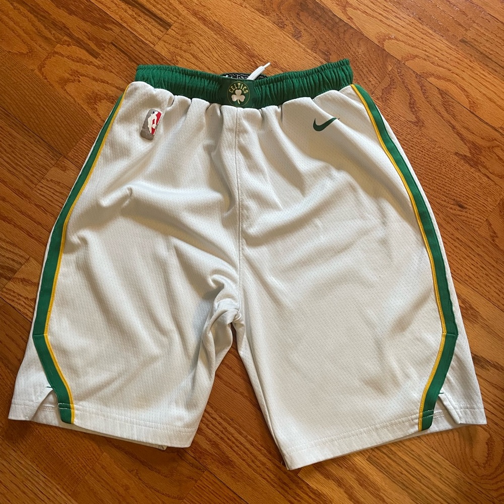 White and Green Athletic Shorts